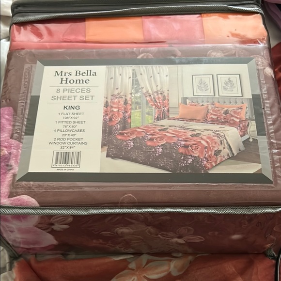 Floral King Sheet Set - Pink and Orange - Picture 1 of 1